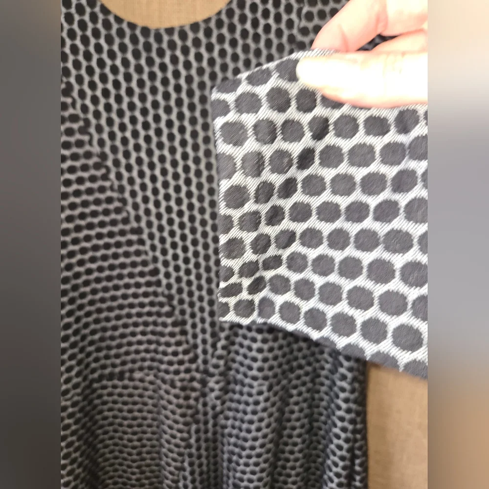 Women's Black/Gray Niche Nilgun Derman Geometric Dot Dress Size Large - Picture 5 of 10